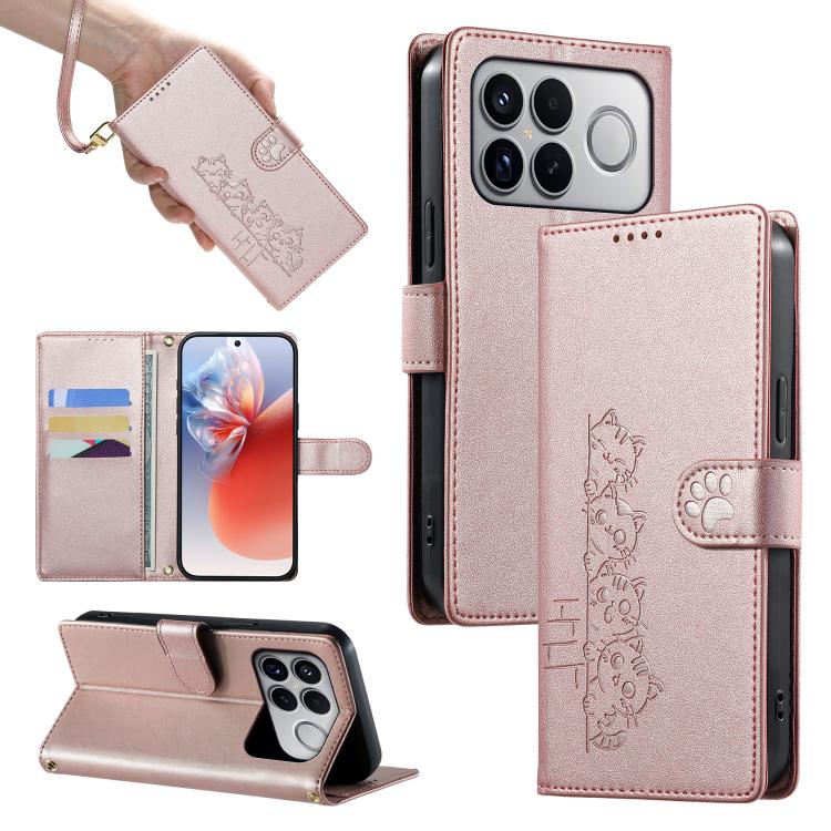 Cute Cats Magnetic Closure Vegan Leather Phone Case with Strap, For Xiaomi 17 Max, For Xiaomi 17T Pro 5G, For Xiaomi 17T 5G, For Xiaomi Poco X8 Pro Max / Redmi Turbo 5 Max, For Xiaomi Poco X8 Pro 5G / Redmi Turbo 5 5G, For Xiaomi 17 Ultra              ...