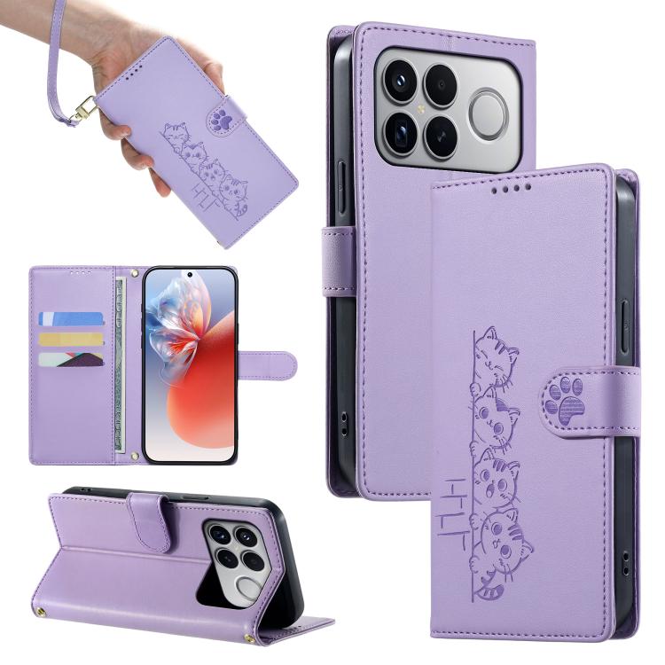 Cute Cats Magnetic Closure Vegan Leather Phone Case with Strap, For Xiaomi 17 Max, For Xiaomi 17T Pro 5G, For Xiaomi 17T 5G, For Xiaomi Poco X8 Pro Max / Redmi Turbo 5 Max, For Xiaomi Poco X8 Pro 5G / Redmi Turbo 5 5G, For Xiaomi 17 Ultra              ...