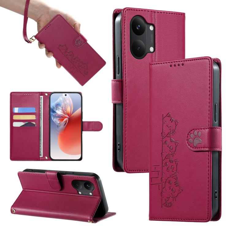 Cute Cats Magnetic Closure Vegan Leather Phone Case with Strap, For Xiaomi 17 Max, For Xiaomi 17T Pro 5G, For Xiaomi 17T 5G, For Xiaomi Poco X8 Pro Max / Redmi Turbo 5 Max, For Xiaomi Poco X8 Pro 5G / Redmi Turbo 5 5G, For Xiaomi 17 Ultra              ...