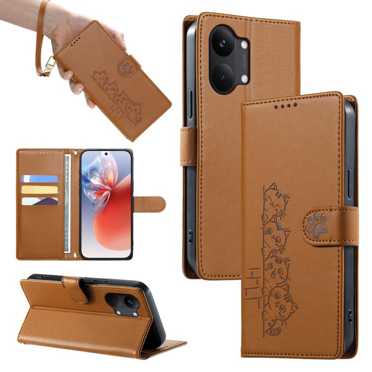 Cute Cats Magnetic Closure Vegan Leather Phone Case with Strap, For Xiaomi 17 Max, For Xiaomi 17T Pro 5G, For Xiaomi 17T 5G, For Xiaomi Poco X8 Pro Max / Redmi Turbo 5 Max, For Xiaomi Poco X8 Pro 5G / Redmi Turbo 5 5G, For Xiaomi 17 Ultra              ...