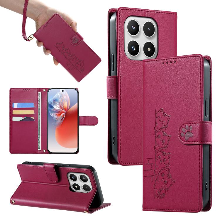 Cute Cats Magnetic Closure Vegan Leather Phone Case with Strap, For Xiaomi 17 Max, For Xiaomi 17T Pro 5G, For Xiaomi 17T 5G, For Xiaomi Poco X8 Pro Max / Redmi Turbo 5 Max, For Xiaomi Poco X8 Pro 5G / Redmi Turbo 5 5G, For Xiaomi 17 Ultra              ...