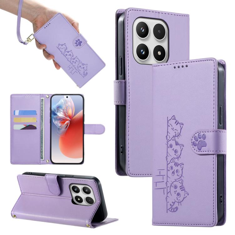 Cute Cats Magnetic Closure Vegan Leather Phone Case with Strap, For Xiaomi 17 Max, For Xiaomi 17T Pro 5G, For Xiaomi 17T 5G, For Xiaomi Poco X8 Pro Max / Redmi Turbo 5 Max, For Xiaomi Poco X8 Pro 5G / Redmi Turbo 5 5G, For Xiaomi 17 Ultra              ...