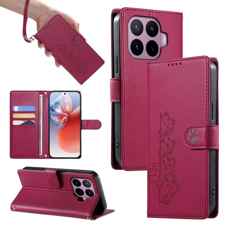 Cute Cats Magnetic Closure Vegan Leather Phone Case with Strap, For Xiaomi 17 Max, For Xiaomi 17T Pro 5G, For Xiaomi 17T 5G, For Xiaomi Poco X8 Pro Max / Redmi Turbo 5 Max, For Xiaomi Poco X8 Pro 5G / Redmi Turbo 5 5G, For Xiaomi 17 Ultra              ...