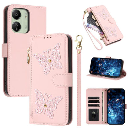 Glitter Butterfly Zipper Vegan Leather Phone Case with Wrist Strap, For Redmi Note 14S 4G Global, For Redmi K80 / K80 Pro, For Redmi Note 14 4G 164.84mm, For Redmi Note 14 Pro 5G, For Redmi Note 14 5G, For Redmi Note 14 Pro 4G Global                   ...