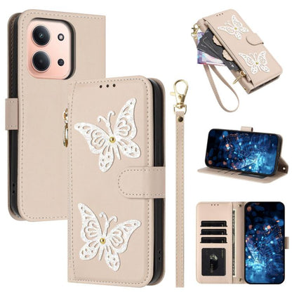 Glitter Butterfly Zipper Vegan Leather Phone Case with Wrist Strap, For Redmi 15a 5G Global, For Redmi Turbo 5 Max / Poco X8 Pro Max, For Redmi Turbo 5 / Poco X8 Pro 5G, For Redmi Note 15 Pro+ 5G Global 163.3mm, For Redmi Note 15 5G / 4G Global 164mm  ...