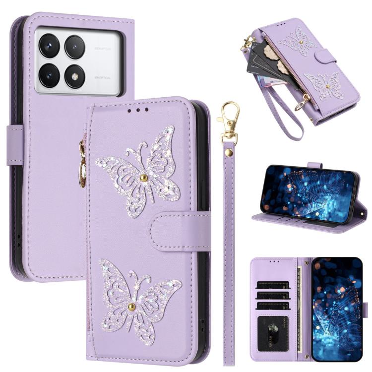 Glitter Butterfly Zipper Vegan Leather Phone Case with Wrist Strap, For Redmi Note 14S 4G Global, For Redmi K80 / K80 Pro, For Redmi Note 14 4G 164.84mm, For Redmi Note 14 Pro 5G, For Redmi Note 14 5G, For Redmi Note 14 Pro 4G Global                   ...