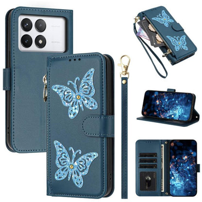 Glitter Butterfly Zipper Vegan Leather Phone Case with Wrist Strap, For Redmi Note 14S 4G Global, For Redmi K80 / K80 Pro, For Redmi Note 14 4G 164.84mm, For Redmi Note 14 Pro 5G, For Redmi Note 14 5G, For Redmi Note 14 Pro 4G Global                   ...