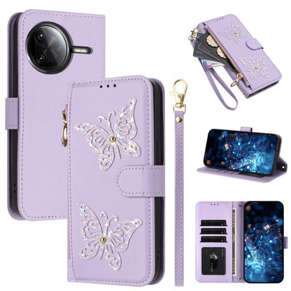 Glitter Butterfly Zipper Vegan Leather Phone Case with Wrist Strap, For Redmi Note 14S 4G Global, For Redmi K80 / K80 Pro, For Redmi Note 14 4G 164.84mm, For Redmi Note 14 Pro 5G, For Redmi Note 14 5G, For Redmi Note 14 Pro 4G Global                   ...
