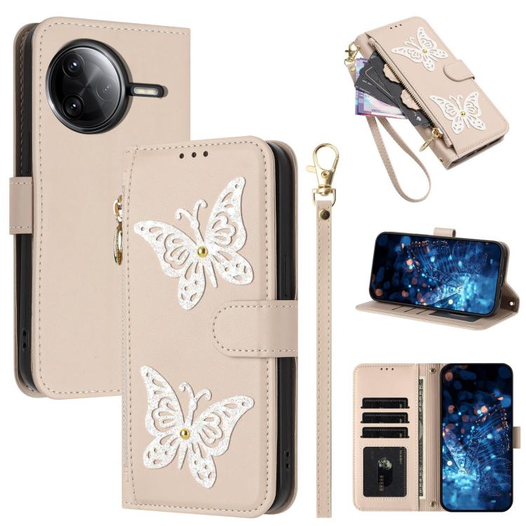 Glitter Butterfly Zipper Vegan Leather Phone Case with Wrist Strap, For Redmi Note 14S 4G Global, For Redmi K80 / K80 Pro, For Redmi Note 14 4G 164.84mm, For Redmi Note 14 Pro 5G, For Redmi Note 14 5G, For Redmi Note 14 Pro 4G Global                   ...