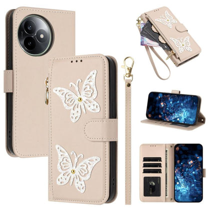 Glitter Butterfly Zipper Vegan Leather Phone Case with Wrist Strap, For Redmi 15a 5G Global, For Redmi Turbo 5 Max / Poco X8 Pro Max, For Redmi Turbo 5 / Poco X8 Pro 5G, For Redmi Note 15 Pro+ 5G Global 163.3mm, For Redmi Note 15 5G / 4G Global 164mm  ...