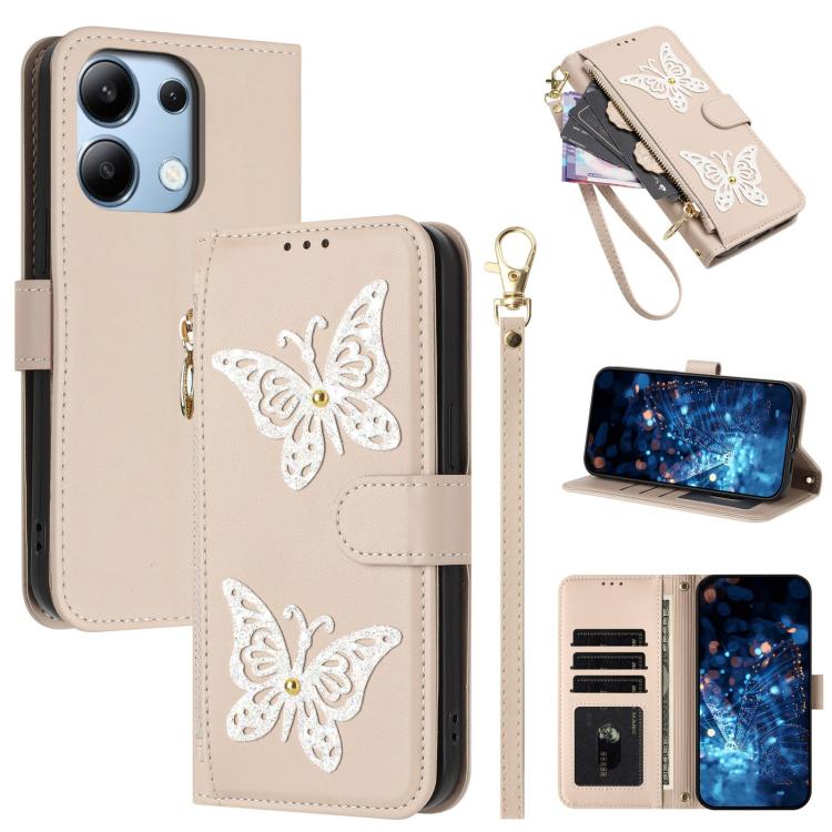 Glitter Butterfly Zipper Vegan Leather Phone Case with Wrist Strap, For Redmi Note 14S 4G Global, For Redmi K80 / K80 Pro, For Redmi Note 14 4G 164.84mm, For Redmi Note 14 Pro 5G, For Redmi Note 14 5G, For Redmi Note 14 Pro 4G Global                   ...