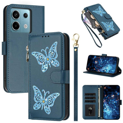 Glitter Butterfly Zipper Vegan Leather Phone Case with Wrist Strap, For Redmi Note 14S 4G Global, For Redmi K80 / K80 Pro, For Redmi Note 14 4G 164.84mm, For Redmi Note 14 Pro 5G, For Redmi Note 14 5G, For Redmi Note 14 Pro 4G Global                   ...