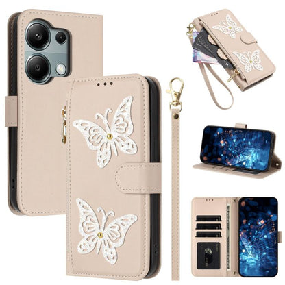 Glitter Butterfly Zipper Vegan Leather Phone Case with Wrist Strap, For Redmi 15a 5G Global, For Redmi Turbo 5 Max / Poco X8 Pro Max, For Redmi Turbo 5 / Poco X8 Pro 5G, For Redmi Note 15 Pro+ 5G Global 163.3mm, For Redmi Note 15 5G / 4G Global 164mm  ...