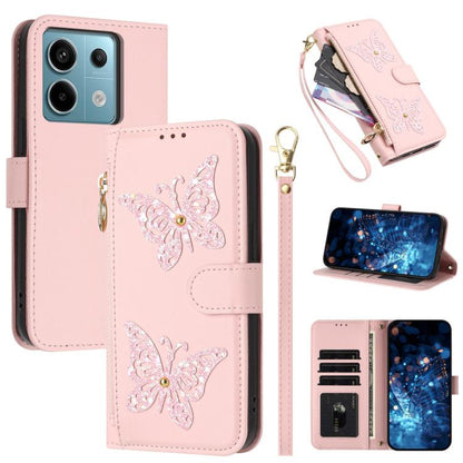 Glitter Butterfly Zipper Vegan Leather Phone Case with Wrist Strap, For Redmi Note 14S 4G Global, For Redmi K80 / K80 Pro, For Redmi Note 14 4G 164.84mm, For Redmi Note 14 Pro 5G, For Redmi Note 14 5G, For Redmi Note 14 Pro 4G Global                   ...