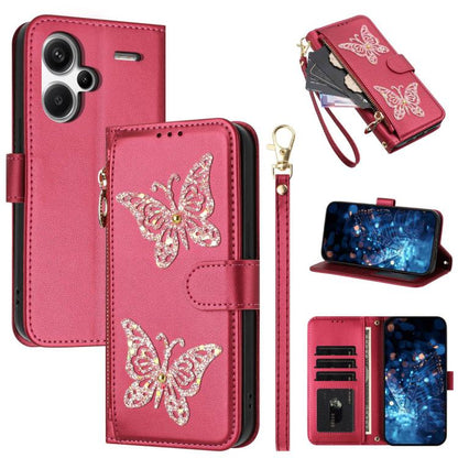 Glitter Butterfly Zipper Vegan Leather Phone Case with Wrist Strap, For Redmi Note 14S 4G Global, For Redmi K80 / K80 Pro, For Redmi Note 14 4G 164.84mm, For Redmi Note 14 Pro 5G, For Redmi Note 14 5G, For Redmi Note 14 Pro 4G Global                   ...
