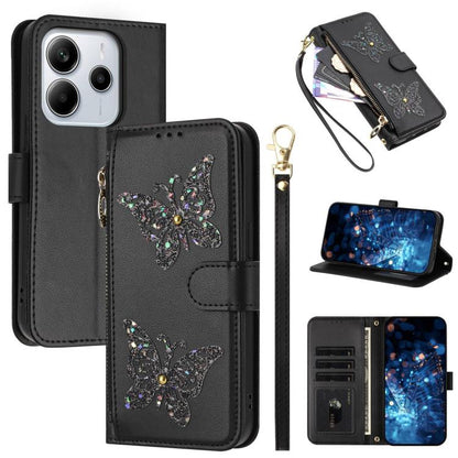 Glitter Butterfly Zipper Vegan Leather Phone Case with Wrist Strap, For Redmi Note 14S 4G Global, For Redmi K80 / K80 Pro, For Redmi Note 14 4G 164.84mm, For Redmi Note 14 Pro 5G, For Redmi Note 14 5G, For Redmi Note 14 Pro 4G Global                   ...