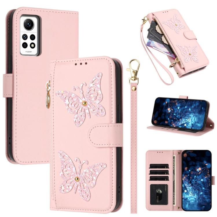 Glitter Butterfly Zipper Vegan Leather Phone Case with Wrist Strap, For Redmi Note 14S 4G Global, For Redmi K80 / K80 Pro, For Redmi Note 14 4G 164.84mm, For Redmi Note 14 Pro 5G, For Redmi Note 14 5G, For Redmi Note 14 Pro 4G Global                   ...