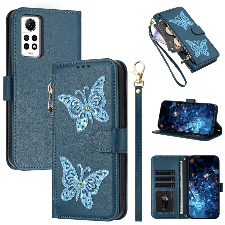 Glitter Butterfly Zipper Vegan Leather Phone Case with Wrist Strap, For Redmi Note 14S 4G Global, For Redmi K80 / K80 Pro, For Redmi Note 14 4G 164.84mm, For Redmi Note 14 Pro 5G, For Redmi Note 14 5G, For Redmi Note 14 Pro 4G Global                   ...