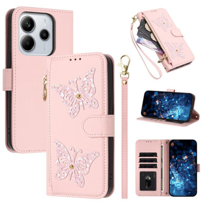 Glitter Butterfly Zipper Vegan Leather Phone Case with Wrist Strap, For Redmi Note 14S 4G Global, For Redmi K80 / K80 Pro, For Redmi Note 14 4G 164.84mm, For Redmi Note 14 Pro 5G, For Redmi Note 14 5G, For Redmi Note 14 Pro 4G Global                   ...