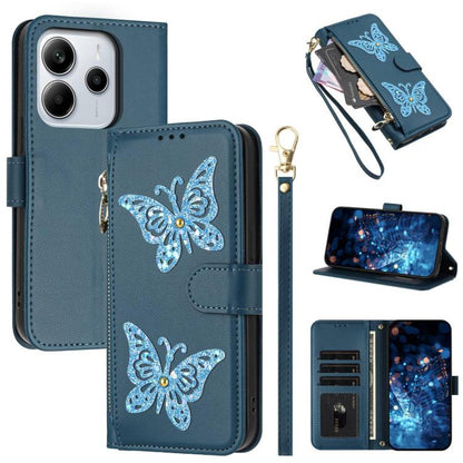 Glitter Butterfly Zipper Vegan Leather Phone Case with Wrist Strap, For Redmi Note 14S 4G Global, For Redmi K80 / K80 Pro, For Redmi Note 14 4G 164.84mm, For Redmi Note 14 Pro 5G, For Redmi Note 14 5G, For Redmi Note 14 Pro 4G Global                   ...