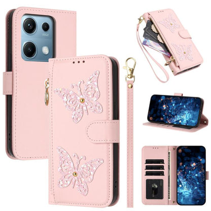 Glitter Butterfly Zipper Vegan Leather Phone Case with Wrist Strap, For Redmi Note 14S 4G Global, For Redmi K80 / K80 Pro, For Redmi Note 14 4G 164.84mm, For Redmi Note 14 Pro 5G, For Redmi Note 14 5G, For Redmi Note 14 Pro 4G Global                   ...