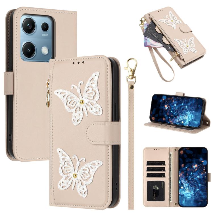 Glitter Butterfly Zipper Vegan Leather Phone Case with Wrist Strap, For Redmi Note 14S 4G Global, For Redmi K80 / K80 Pro, For Redmi Note 14 4G 164.84mm, For Redmi Note 14 Pro 5G, For Redmi Note 14 5G, For Redmi Note 14 Pro 4G Global                   ...