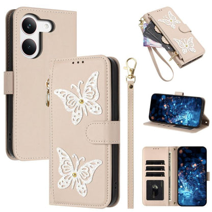 Glitter Butterfly Zipper Vegan Leather Phone Case with Wrist Strap, For Redmi 15a 5G Global, For Redmi Turbo 5 Max / Poco X8 Pro Max, For Redmi Turbo 5 / Poco X8 Pro 5G, For Redmi Note 15 Pro+ 5G Global 163.3mm, For Redmi Note 15 5G / 4G Global 164mm  ...