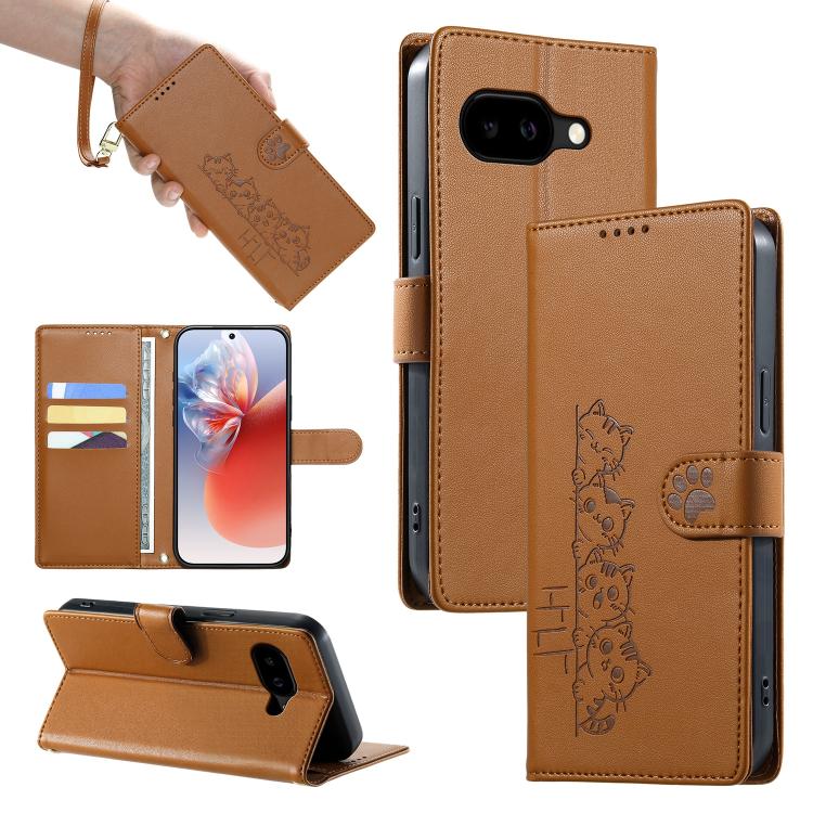 Cute Cats Magnetic Closure Vegan Leather Phone Case with Strap, For Google Pixel 11 Pro XL, For Google Pixel 11 / Pixel 11 Pro, For Google Pixel 10a, For Google Pixel 10 Pro XL / Pixel 9 Pro XL, For Google Pixel 10 / 10 Pro / 9 / 9 Pro                 ...