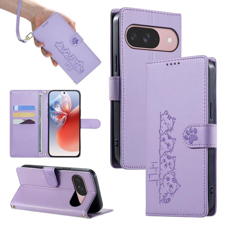 Cute Cats Magnetic Closure Vegan Leather Phone Case with Strap, For Google Pixel 11 Pro XL, For Google Pixel 11 / Pixel 11 Pro, For Google Pixel 10a, For Google Pixel 10 Pro XL / Pixel 9 Pro XL, For Google Pixel 10 / 10 Pro / 9 / 9 Pro                 ...