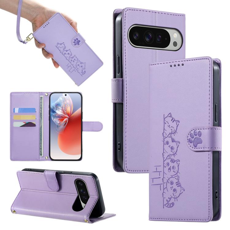Cute Cats Magnetic Closure Vegan Leather Phone Case with Strap, For Google Pixel 11 Pro XL, For Google Pixel 11 / Pixel 11 Pro, For Google Pixel 10a, For Google Pixel 10 Pro XL / Pixel 9 Pro XL, For Google Pixel 10 / 10 Pro / 9 / 9 Pro                 ...