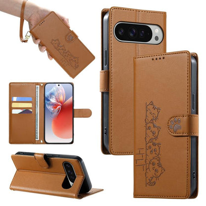 Cute Cats Magnetic Closure Vegan Leather Phone Case with Strap, For Google Pixel 11 Pro XL, For Google Pixel 11 / Pixel 11 Pro, For Google Pixel 10a, For Google Pixel 10 Pro XL / Pixel 9 Pro XL, For Google Pixel 10 / 10 Pro / 9 / 9 Pro                 ...
