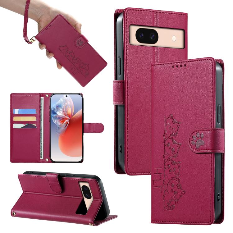 Cute Cats Magnetic Closure Vegan Leather Phone Case with Strap, For Google Pixel 11 Pro XL, For Google Pixel 11 / Pixel 11 Pro, For Google Pixel 10a, For Google Pixel 10 Pro XL / Pixel 9 Pro XL, For Google Pixel 10 / 10 Pro / 9 / 9 Pro                 ...
