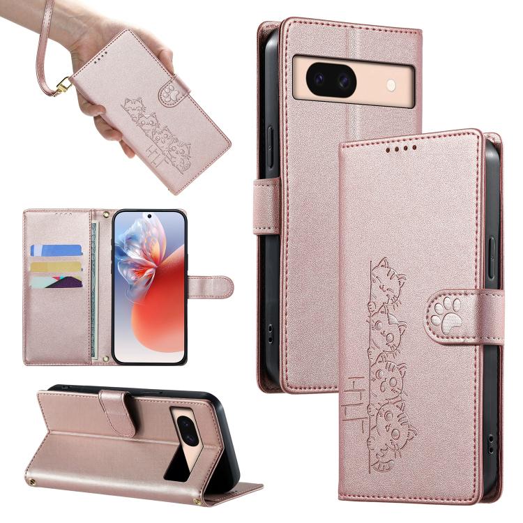 Cute Cats Magnetic Closure Vegan Leather Phone Case with Strap, For Google Pixel 11 Pro XL, For Google Pixel 11 / Pixel 11 Pro, For Google Pixel 10a, For Google Pixel 10 Pro XL / Pixel 9 Pro XL, For Google Pixel 10 / 10 Pro / 9 / 9 Pro                 ...