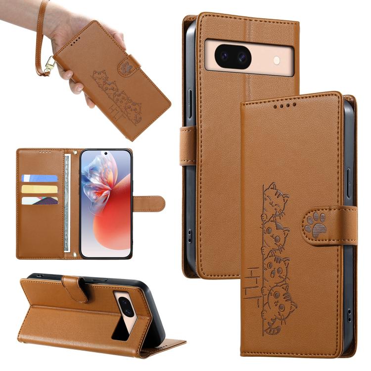 Cute Cats Magnetic Closure Vegan Leather Phone Case with Strap, For Google Pixel 11 Pro XL, For Google Pixel 11 / Pixel 11 Pro, For Google Pixel 10a, For Google Pixel 10 Pro XL / Pixel 9 Pro XL, For Google Pixel 10 / 10 Pro / 9 / 9 Pro                 ...