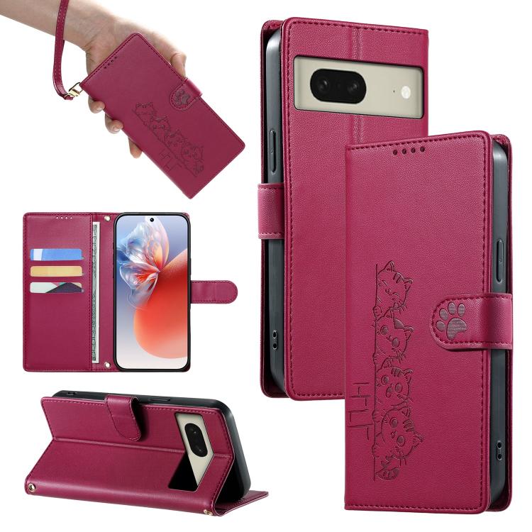 Cute Cats Magnetic Closure Vegan Leather Phone Case with Strap, For Google Pixel 11 Pro XL, For Google Pixel 11 / Pixel 11 Pro, For Google Pixel 10a, For Google Pixel 10 Pro XL / Pixel 9 Pro XL, For Google Pixel 10 / 10 Pro / 9 / 9 Pro                 ...