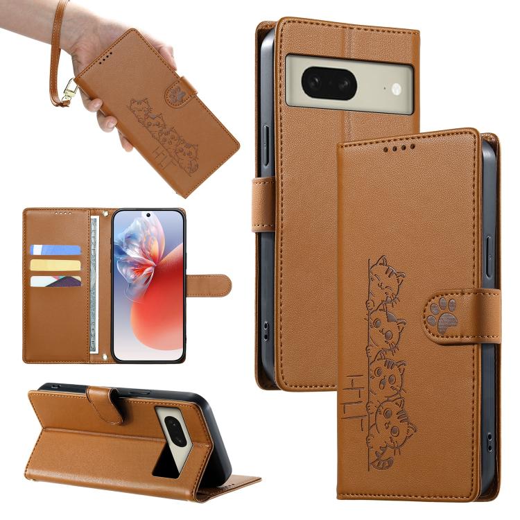 Cute Cats Magnetic Closure Vegan Leather Phone Case with Strap, For Google Pixel 11 Pro XL, For Google Pixel 11 / Pixel 11 Pro, For Google Pixel 10a, For Google Pixel 10 Pro XL / Pixel 9 Pro XL, For Google Pixel 10 / 10 Pro / 9 / 9 Pro                 ...