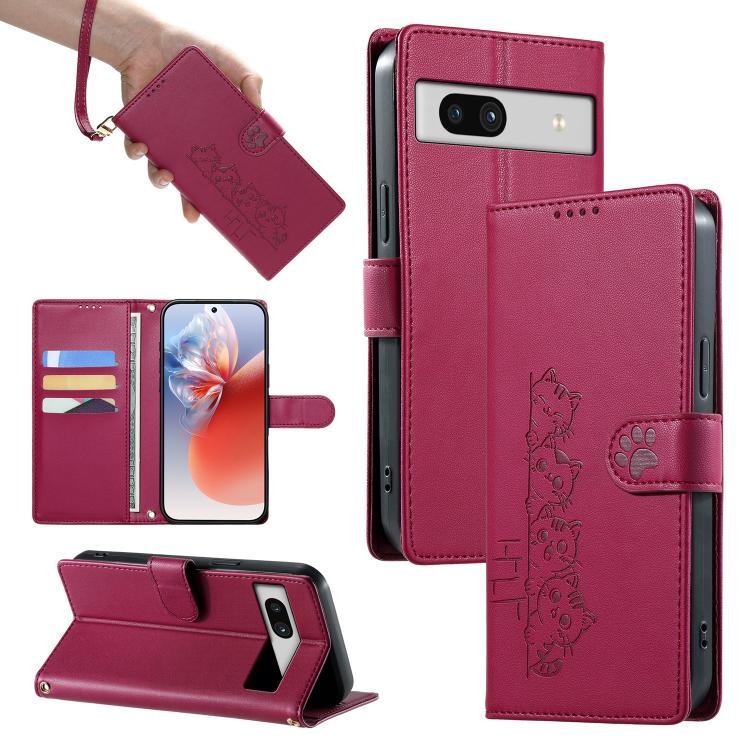 Cute Cats Magnetic Closure Vegan Leather Phone Case with Strap, For Google Pixel 11 Pro XL, For Google Pixel 11 / Pixel 11 Pro, For Google Pixel 10a, For Google Pixel 10 Pro XL / Pixel 9 Pro XL, For Google Pixel 10 / 10 Pro / 9 / 9 Pro                 ...