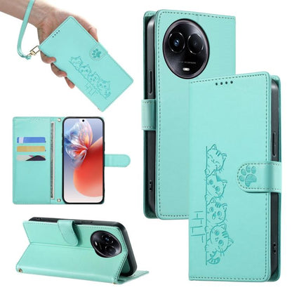 Cute Cats Magnetic Closure Vegan Leather Phone Case with Strap, For Realme 12 5G / 12x 5G / C65 5G, For Realme GT 6 Global, For Realme 12+ / Narzo 70 5G, For Realme C67 4G / 12 Lite 4G, For Realme 12 Pro 5G / 12 Pro+ 5G, For Realme 11 4G, For Realme 11...