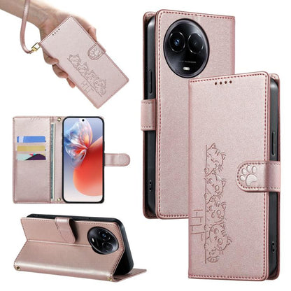 Cute Cats Magnetic Closure Vegan Leather Phone Case with Strap, For Realme 12 5G / 12x 5G / C65 5G, For Realme GT 6 Global, For Realme 12+ / Narzo 70 5G, For Realme C67 4G / 12 Lite 4G, For Realme 12 Pro 5G / 12 Pro+ 5G, For Realme 11 4G, For Realme 11...