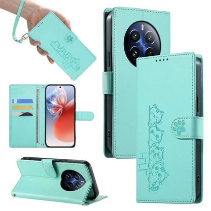 Cute Cats Magnetic Closure Vegan Leather Phone Case with Strap, For Realme 12 5G / 12x 5G / C65 5G, For Realme GT 6 Global, For Realme 12+ / Narzo 70 5G, For Realme C67 4G / 12 Lite 4G, For Realme 12 Pro 5G / 12 Pro+ 5G, For Realme 11 4G, For Realme 11...