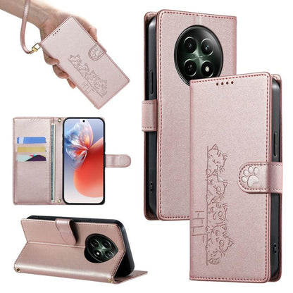 Cute Cats Magnetic Closure Vegan Leather Phone Case with Strap, For Realme 12 5G / 12x 5G / C65 5G, For Realme GT 6 Global, For Realme 12+ / Narzo 70 5G, For Realme C67 4G / 12 Lite 4G, For Realme 12 Pro 5G / 12 Pro+ 5G, For Realme 11 4G, For Realme 11...
