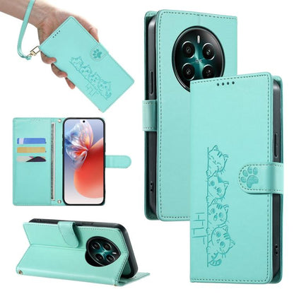 Cute Cats Magnetic Closure Vegan Leather Phone Case with Strap, For Realme 12 5G / 12x 5G / C65 5G, For Realme GT 6 Global, For Realme 12+ / Narzo 70 5G, For Realme C67 4G / 12 Lite 4G, For Realme 12 Pro 5G / 12 Pro+ 5G, For Realme 11 4G, For Realme 11...