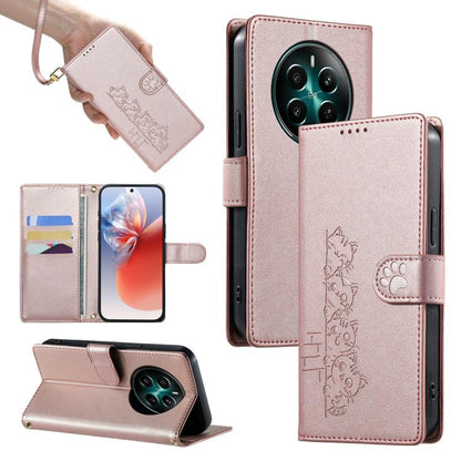 Cute Cats Magnetic Closure Vegan Leather Phone Case with Strap, For Realme 12 5G / 12x 5G / C65 5G, For Realme GT 6 Global, For Realme 12+ / Narzo 70 5G, For Realme C67 4G / 12 Lite 4G, For Realme 12 Pro 5G / 12 Pro+ 5G, For Realme 11 4G, For Realme 11...