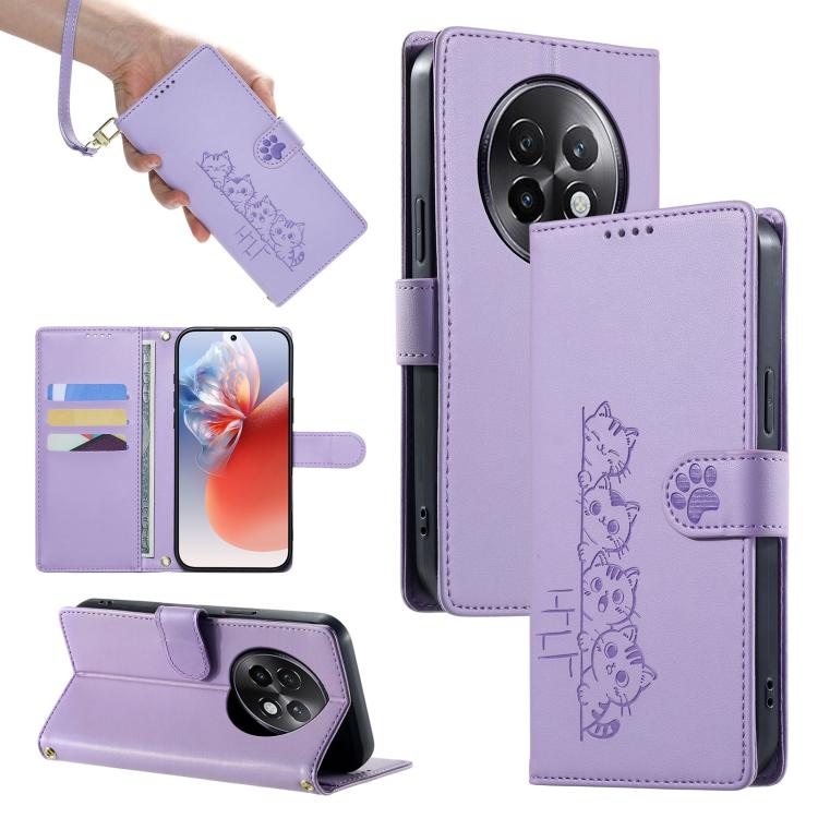 Cute Cats Magnetic Closure Vegan Leather Phone Case with Strap, For Realme 16T 5G, For Realme C100 4G, For Realme C85 5G / 15x 5G / C83 5G, For Realme 16 5G, For Realme 16 Pro+ 5G, For Realme 16 Pro 5G, For Realme C85 Pro 4G, For Realme 15T 5G         ...