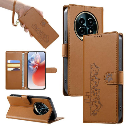 Cute Cats Magnetic Closure Vegan Leather Phone Case with Strap, For Realme 16T 5G, For Realme C100 4G, For Realme C85 5G / 15x 5G / C83 5G, For Realme 16 5G, For Realme 16 Pro+ 5G, For Realme 16 Pro 5G, For Realme C85 Pro 4G, For Realme 15T 5G         ...