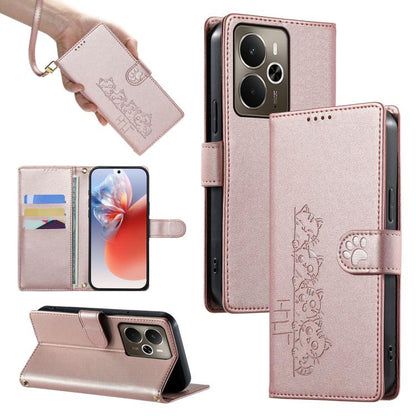 Cute Cats Magnetic Closure Vegan Leather Phone Case with Strap, For Realme 16T 5G, For Realme C100 4G, For Realme C85 5G / 15x 5G / C83 5G, For Realme 16 5G, For Realme 16 Pro+ 5G, For Realme 16 Pro 5G, For Realme C85 Pro 4G, For Realme 15T 5G         ...
