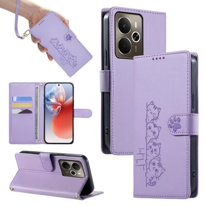 Cute Cats Magnetic Closure Vegan Leather Phone Case with Strap, For Realme 16T 5G, For Realme C100 4G, For Realme C85 5G / 15x 5G / C83 5G, For Realme 16 5G, For Realme 16 Pro+ 5G, For Realme 16 Pro 5G, For Realme C85 Pro 4G, For Realme 15T 5G         ...