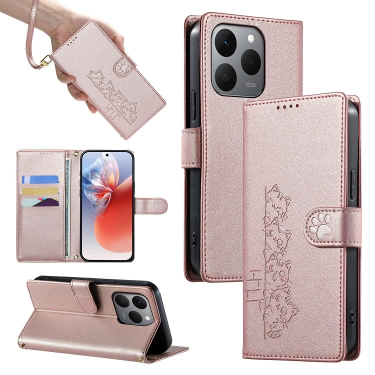 Cute Cats Magnetic Closure Vegan Leather Phone Case with Strap, For Realme 16T 5G, For Realme C100 4G, For Realme C85 5G / 15x 5G / C83 5G, For Realme 16 5G, For Realme 16 Pro+ 5G, For Realme 16 Pro 5G, For Realme C85 Pro 4G, For Realme 15T 5G         ...