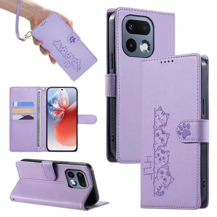 Cute Cats Magnetic Closure Vegan Leather Phone Case with Strap, For Realme 16T 5G, For Realme C100 4G, For Realme C85 5G / 15x 5G / C83 5G, For Realme 16 5G, For Realme 16 Pro+ 5G, For Realme 16 Pro 5G, For Realme C85 Pro 4G, For Realme 15T 5G         ...