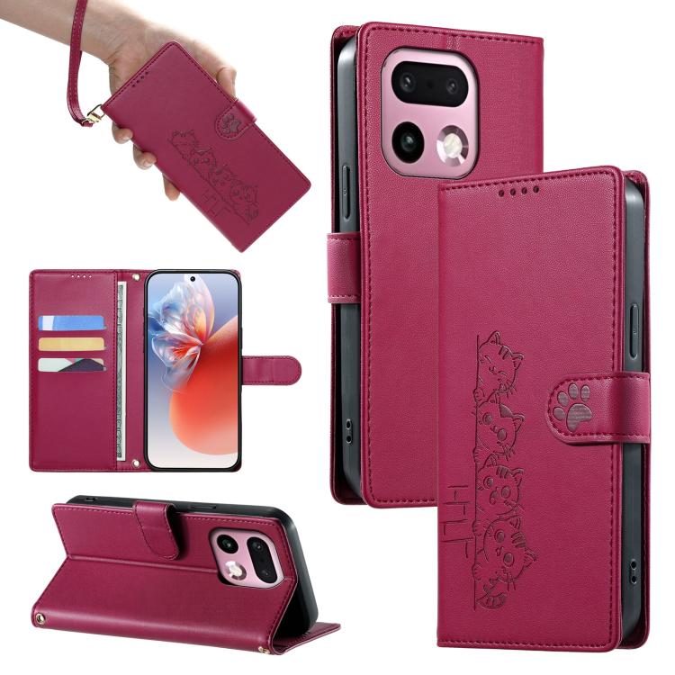Cute Cats Magnetic Closure Vegan Leather Phone Case with Strap, For Realme 16T 5G, For Realme C100 4G, For Realme C85 5G / 15x 5G / C83 5G, For Realme 16 5G, For Realme 16 Pro+ 5G, For Realme 16 Pro 5G, For Realme C85 Pro 4G, For Realme 15T 5G         ...